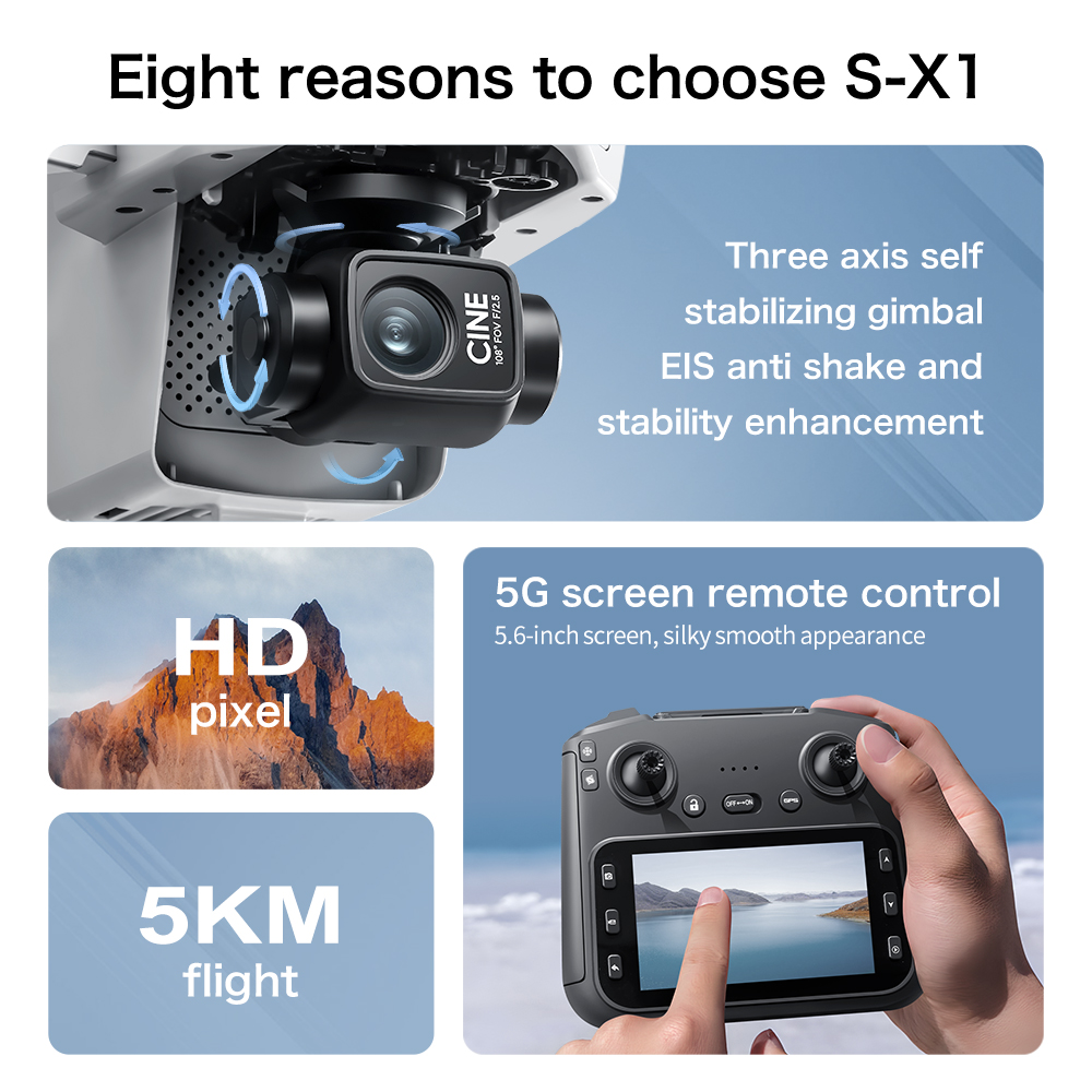 S-X1 MAX GPS Drone with 3-Axis - đánh giá và giá Drone Gimbal 3 Axis